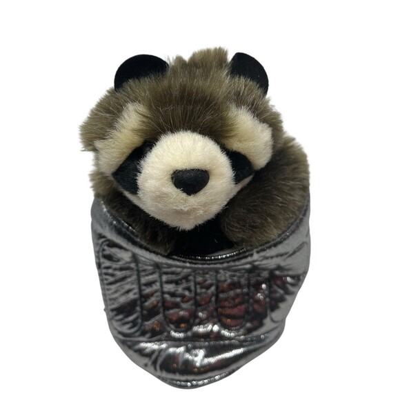 Folkmanis Raccoon In Trash Can Hand Puppet Plush Please Recycle Garbage Can - Picture 1 of 10